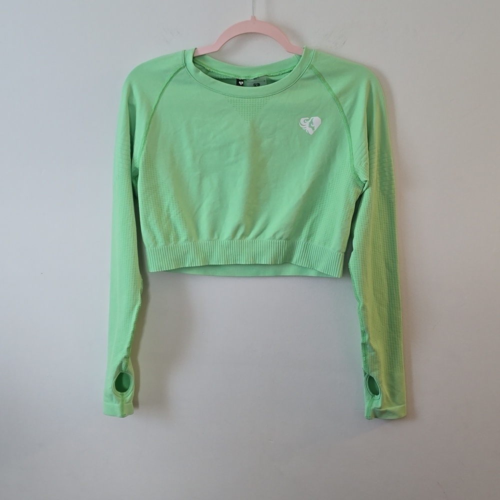 Women's Best Power Seamless Long Sleeve Crop Top XL Green Ash
